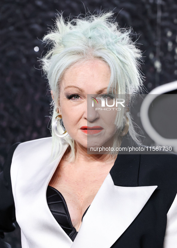 Cyndi Lauper arrives at the 2024 MTV Video Music Awards held at UBS Arena on September 11, 2024 in Elmont, New York, United States. 