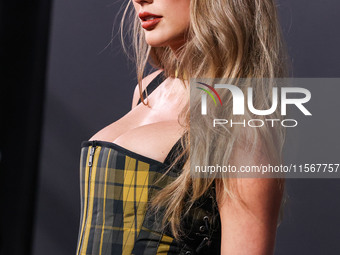 Taylor Swift wearing Dior arrives at the 2024 MTV Video Music Awards held at UBS Arena on September 11, 2024 in Elmont, New York, United Sta...