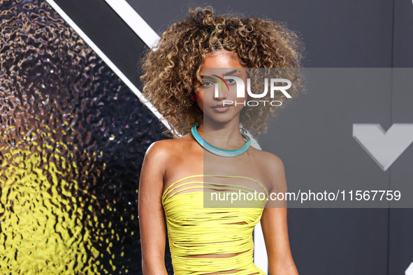 Tyla Laura Seethal wearing Area arrives at the 2024 MTV Video Music Awards held at UBS Arena on September 11, 2024 in Elmont, New York, Unit...