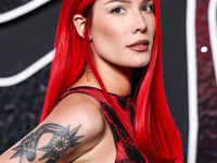 Halsey wearing vintage Versace arrives at the 2024 MTV Video Music Awards held at UBS Arena on September 11, 2024 in Elmont, New York, Unite...