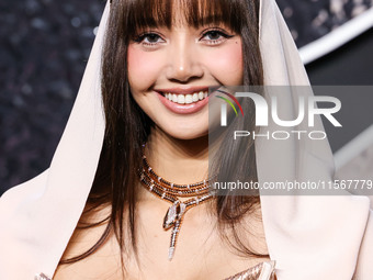 Lisa, Lalisa Manobal, Blackpink wearing Mugler arrives at the 2024 MTV Video Music Awards held at UBS Arena on September 11, 2024 in Elmont,...