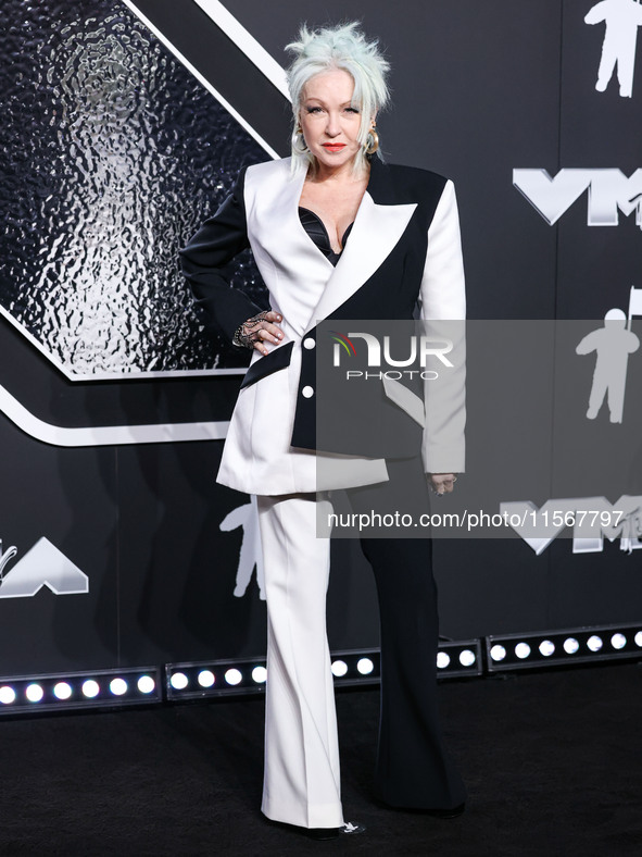 Cyndi Lauper arrives at the 2024 MTV Video Music Awards held at UBS Arena on September 11, 2024 in Elmont, New York, United States. 