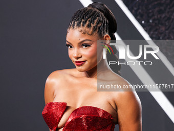 Halle Bailey arrives at the 2024 MTV Video Music Awards held at UBS Arena on September 11, 2024 in Elmont, New York, United States. (