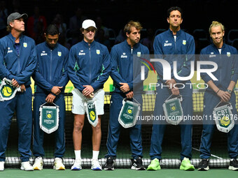 Team Brazil during the 2024 Davis Cup Finals Group Stage match between the Netherlands and Brazil at Unipol Arena in Bologna, Italy, on Sept...