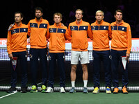 Team Netherlands during the 2024 Davis Cup Finals Group Stage match between the Netherlands and Brazil at Unipol Arena in Bologna, Italy, on...