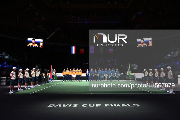 During the 2024 Davis Cup Finals Group Stage match between the Netherlands and Brazil at Unipol Arena in Bologna, Italy, on September 12, 20...