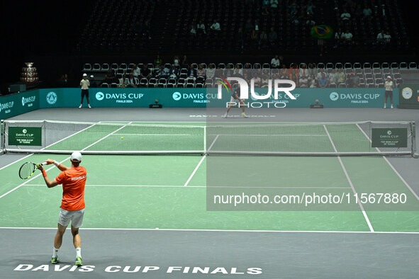 During the 2024 Davis Cup Finals Group Stage match between the Netherlands and Brazil at Unipol Arena in Bologna, Italy, on September 12, 20...