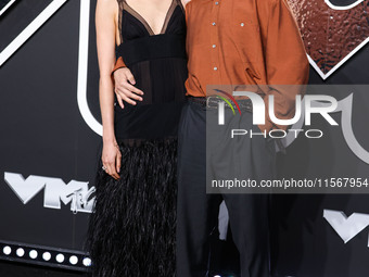 Margaret Qualley and Jack Antonoff arrive at the 2024 MTV Video Music Awards held at UBS Arena on September 11, 2024 in Elmont, New York, Un...