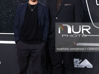 Jackson Daly and father Carson Daly arrive at the 2024 MTV Video Music Awards held at UBS Arena on September 11, 2024 in Elmont, New York, U...