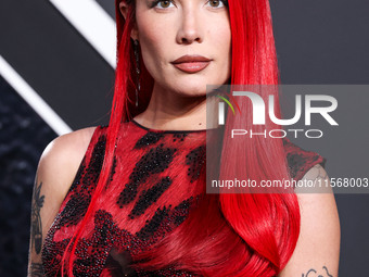 Halsey wearing vintage Versace arrives at the 2024 MTV Video Music Awards held at UBS Arena on September 11, 2024 in Elmont, New York, Unite...