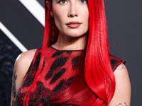 Halsey wearing vintage Versace arrives at the 2024 MTV Video Music Awards held at UBS Arena on September 11, 2024 in Elmont, New York, Unite...