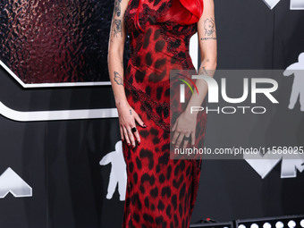 Halsey wearing vintage Versace arrives at the 2024 MTV Video Music Awards held at UBS Arena on September 11, 2024 in Elmont, New York, Unite...