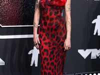 Halsey wearing vintage Versace arrives at the 2024 MTV Video Music Awards held at UBS Arena on September 11, 2024 in Elmont, New York, Unite...