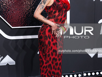 Halsey wearing vintage Versace arrives at the 2024 MTV Video Music Awards held at UBS Arena on September 11, 2024 in Elmont, New York, Unite...