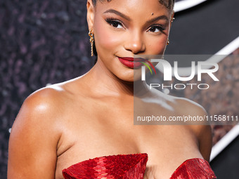 Halle Bailey arrives at the 2024 MTV Video Music Awards held at UBS Arena on September 11, 2024 in Elmont, New York, United States. (