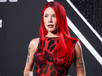 Halsey wearing vintage Versace arrives at the 2024 MTV Video Music Awards held at UBS Arena on September 11, 2024 in Elmont, New York, Unite...