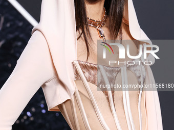 Lisa, Lalisa Manobal, Blackpink wearing Mugler arrives at the 2024 MTV Video Music Awards held at UBS Arena on September 11, 2024 in Elmont,...