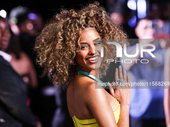 Tyla Laura Seethal wearing Area arrives at the 2024 MTV Video Music Awards held at UBS Arena on September 11, 2024 in Elmont, New York, Unit...