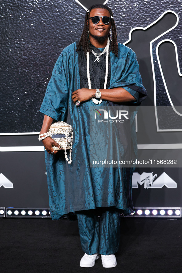 Pheelz arrives at the 2024 MTV Video Music Awards held at UBS Arena on September 11, 2024 in Elmont, New York, United States. 