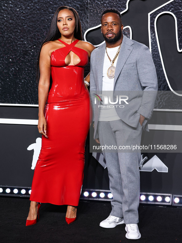 Angela Simmons and Yo Gotti arrive at the 2024 MTV Video Music Awards held at UBS Arena on September 11, 2024 in Elmont, New York, United St...