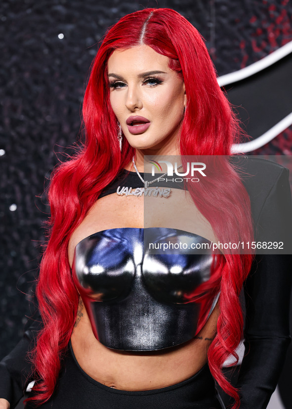 Justina Valentine arrives at the 2024 MTV Video Music Awards held at UBS Arena on September 11, 2024 in Elmont, New York, United States. 