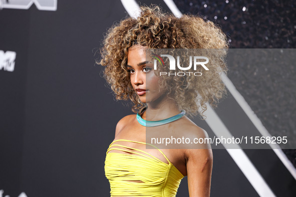 Tyla Laura Seethal wearing Area arrives at the 2024 MTV Video Music Awards held at UBS Arena on September 11, 2024 in Elmont, New York, Unit...