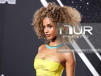 Tyla Laura Seethal wearing Area arrives at the 2024 MTV Video Music Awards held at UBS Arena on September 11, 2024 in Elmont, New York, Unit...