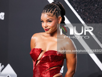 Halle Bailey arrives at the 2024 MTV Video Music Awards held at UBS Arena on September 11, 2024 in Elmont, New York, United States. (