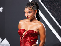 Halle Bailey arrives at the 2024 MTV Video Music Awards held at UBS Arena on September 11, 2024 in Elmont, New York, United States. (