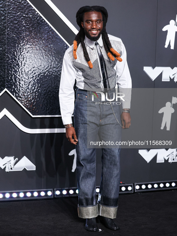 Shaboozey arrives at the 2024 MTV Video Music Awards held at UBS Arena on September 11, 2024 in Elmont, New York, United States. 