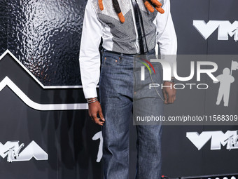 Shaboozey arrives at the 2024 MTV Video Music Awards held at UBS Arena on September 11, 2024 in Elmont, New York, United States. (