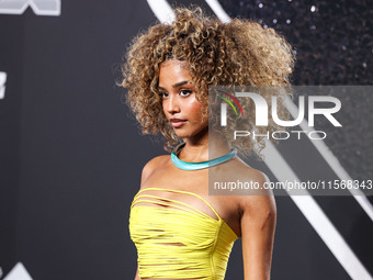 Tyla Laura Seethal wearing Area arrives at the 2024 MTV Video Music Awards held at UBS Arena on September 11, 2024 in Elmont, New York, Unit...