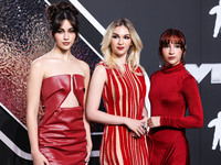 Alejandra Villarreal Velez, Daniela Villarreal Velez and Paulina Villarreal Velez of The Warning arrive at the 2024 MTV Video Music Awards h...