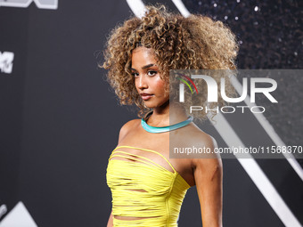 Tyla Laura Seethal wearing Area arrives at the 2024 MTV Video Music Awards held at UBS Arena on September 11, 2024 in Elmont, New York, Unit...