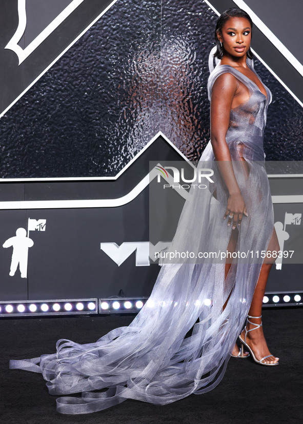 Coco Jones arrives at the 2024 MTV Video Music Awards held at UBS Arena on September 11, 2024 in Elmont, New York, United States. 