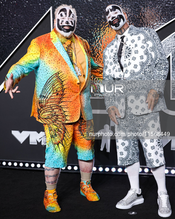 Violent J and Shaggy 2 Dope of Insane Clown Posse arrive at the 2024 MTV Video Music Awards held at UBS Arena on September 11, 2024 in Elmon...