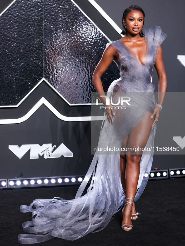 Coco Jones arrives at the 2024 MTV Video Music Awards held at UBS Arena on September 11, 2024 in Elmont, New York, United States. 