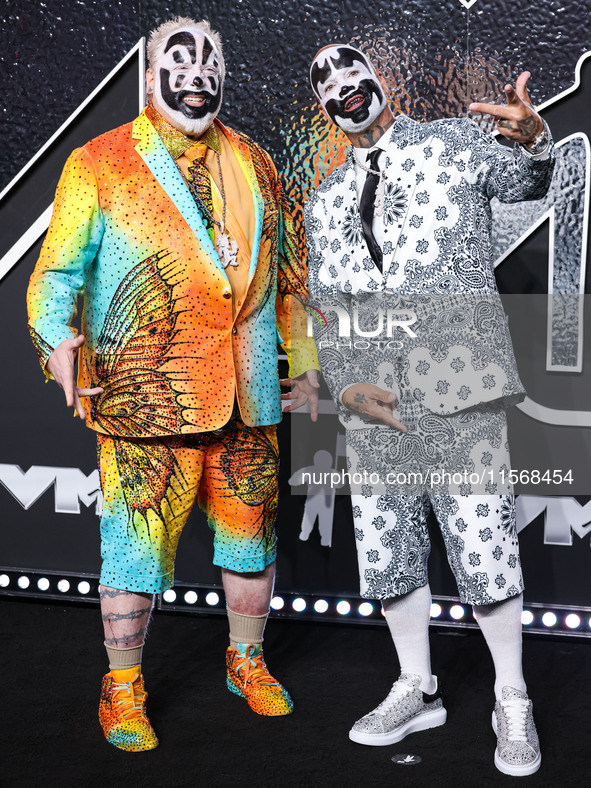 Violent J and Shaggy 2 Dope of Insane Clown Posse arrive at the 2024 MTV Video Music Awards held at UBS Arena on September 11, 2024 in Elmon...