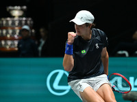 Joao Fonseca (BRA) competes during the 2024 Davis Cup Finals Group Stage Bologna match between the Netherlands and Brazil at Unipol Arena in...