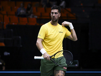 Thanasi Kokkinakis participates in the Davis Cup match between Czechia and Australia in Valencia, Spain, on September 12, 2023. (