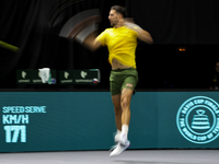 Thanasi Kokkinakis participates in the Davis Cup match between Czechia and Australia in Valencia, Spain, on September 12, 2023. (