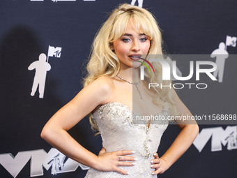 Sabrina Carpenter, winner of the Song of the Year award for 'Espresso' poses in the press room at the 2024 MTV Video Music Awards held at UB...