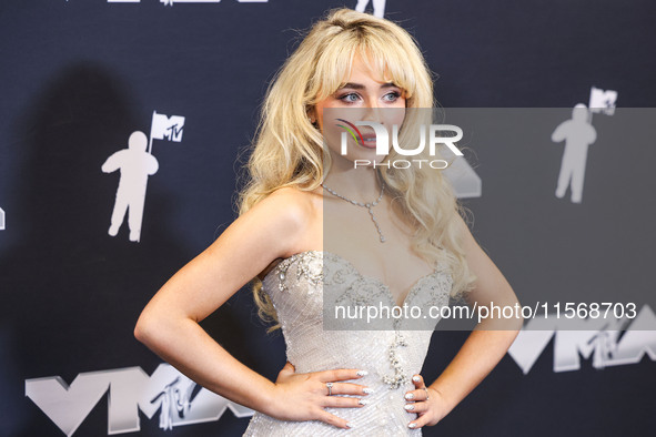 Sabrina Carpenter, winner of the Song of the Year award for 'Espresso' poses in the press room at the 2024 MTV Video Music Awards held at UB...