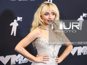 Sabrina Carpenter, winner of the Song of the Year award for 'Espresso' poses in the press room at the 2024 MTV Video Music Awards held at UB...