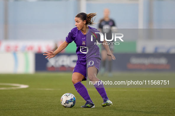 Stefania Vatafu of Anderlecht is in action during the UEFA Women's Champions League First qualifying round, Semi-finals CP-Group 4 soccer ma...