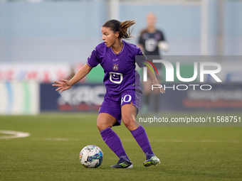 Stefania Vatafu of Anderlecht is in action during the UEFA Women's Champions League First qualifying round, Semi-finals CP-Group 4 soccer ma...