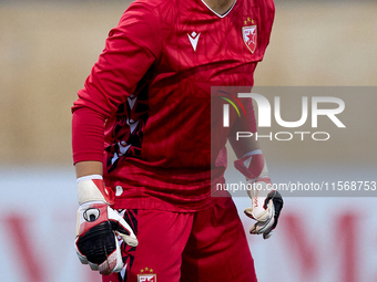 Roksana Shahanska, goalkeeper of Crvena Zvezda, gestures during the UEFA Women's Champions League First qualifying round, Semi-finals CP-Gro...