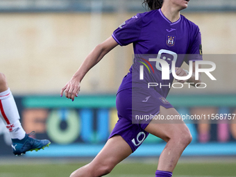 Amelie Delabre of Anderlecht is in action during the UEFA Women's Champions League First qualifying round, Semi-finals CP-Group 4 soccer mat...