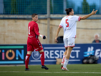 Roksana Shahanska (L), goalkeeper of Crvena Zvezda, and Andela Milovanovic (R) of Crvena Zvezda during the UEFA Women's Champions League Fir...