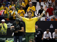 Thanasi Kokkinakis participates in the Davis Cup match between Czechia and Australia in Valencia, Spain, on September 12, 2023. (